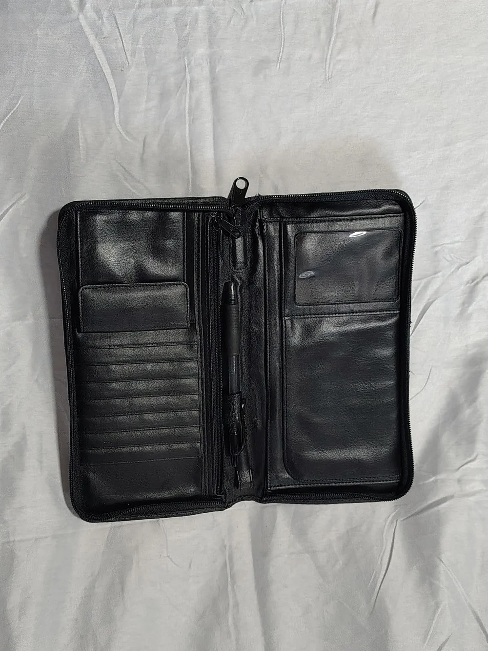 Rare Vintage NBC 2016 Olympics Black Zippered Leather Travel Organizer Wallet